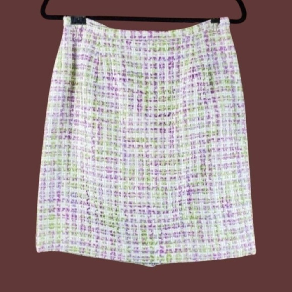 Karen Scott Womens Lavender Green Tweed Pencil Skirt Size 8P NWT